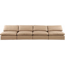 Meridian Comfy Tan Vegan Leather Modular Sofa IMAGE 4