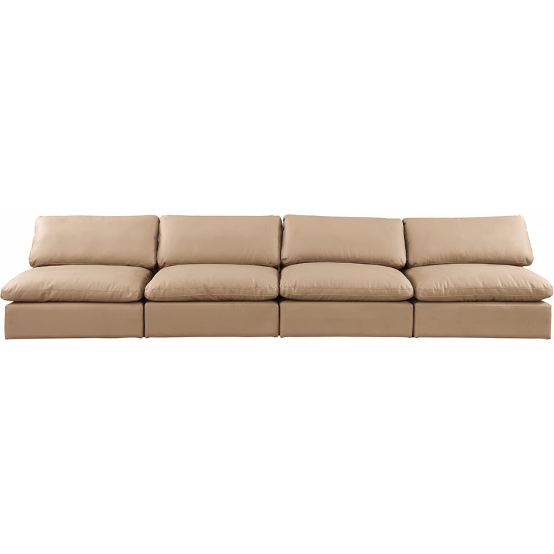 Meridian Comfy Tan Vegan Leather Modular Sofa IMAGE 4