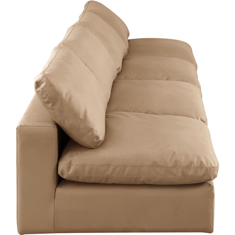 Meridian Comfy Tan Vegan Leather Modular Sofa IMAGE 5