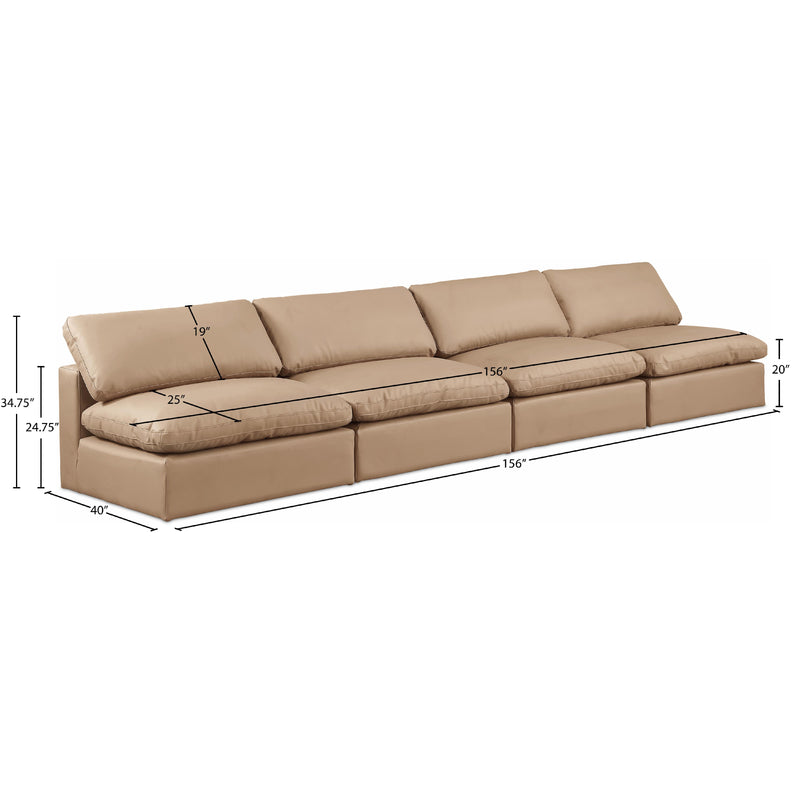 Meridian Comfy Tan Vegan Leather Modular Sofa IMAGE 9
