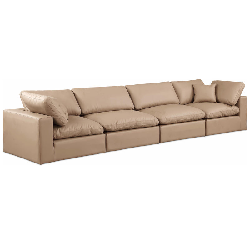 Meridian Comfy Tan Vegan Leather Modular Sofa IMAGE 1