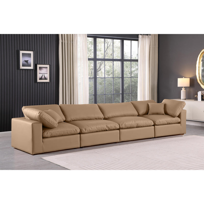 Meridian Comfy Tan Vegan Leather Modular Sofa IMAGE 2