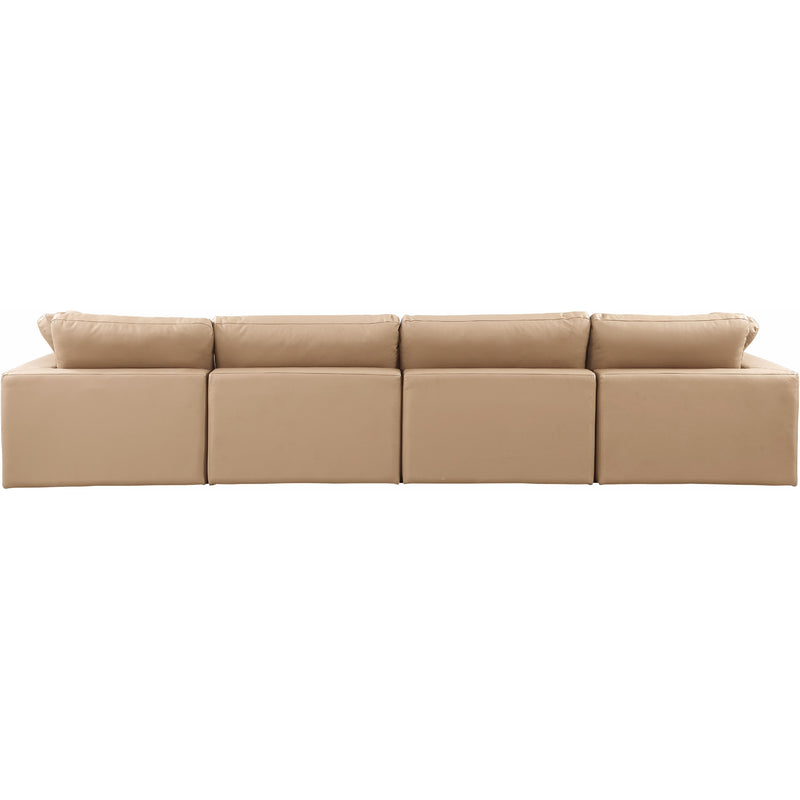 Meridian Comfy Tan Vegan Leather Modular Sofa IMAGE 3