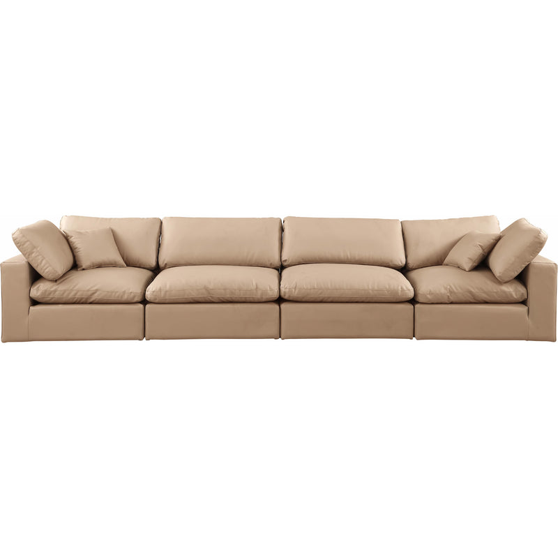 Meridian Comfy Tan Vegan Leather Modular Sofa IMAGE 4