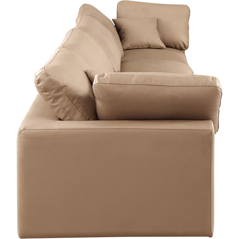 Meridian Comfy Tan Vegan Leather Modular Sofa IMAGE 5
