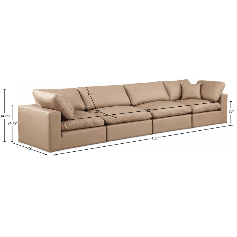 Meridian Comfy Tan Vegan Leather Modular Sofa IMAGE 8