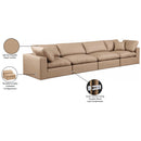 Meridian Comfy Tan Vegan Leather Modular Sofa IMAGE 9
