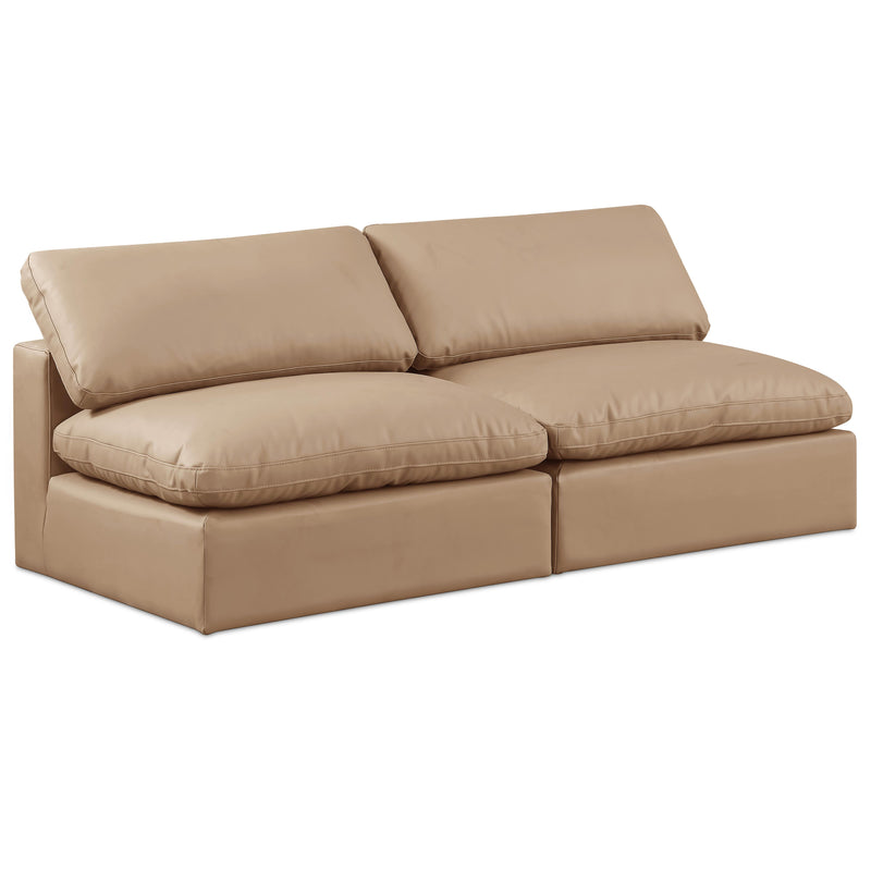 Meridian Comfy Tan Vegan Leather Modular Sofa IMAGE 1