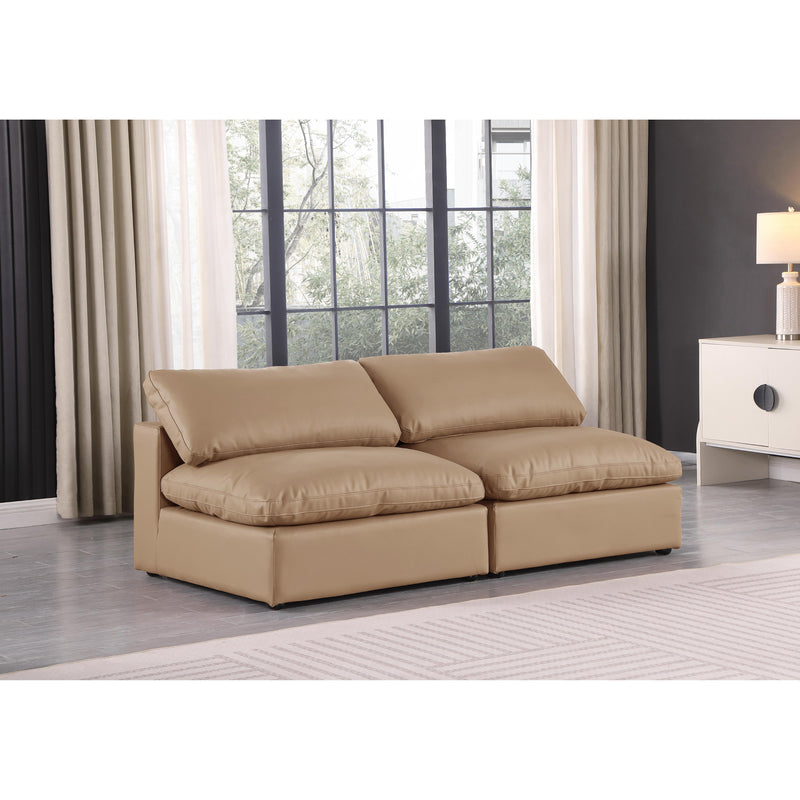 Meridian Comfy Tan Vegan Leather Modular Sofa IMAGE 2