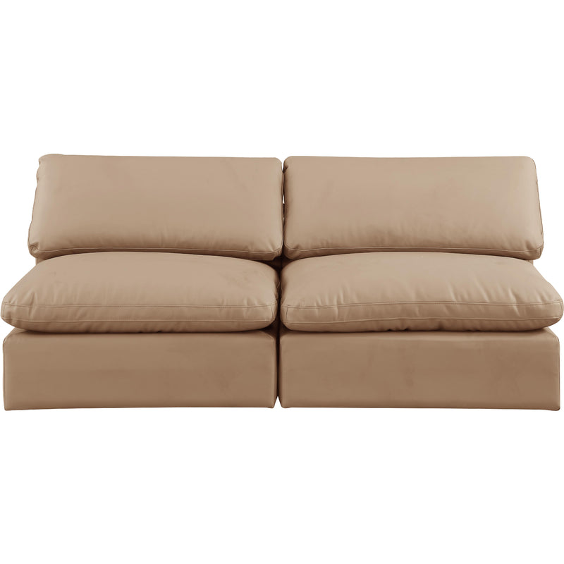 Meridian Comfy Tan Vegan Leather Modular Sofa IMAGE 4