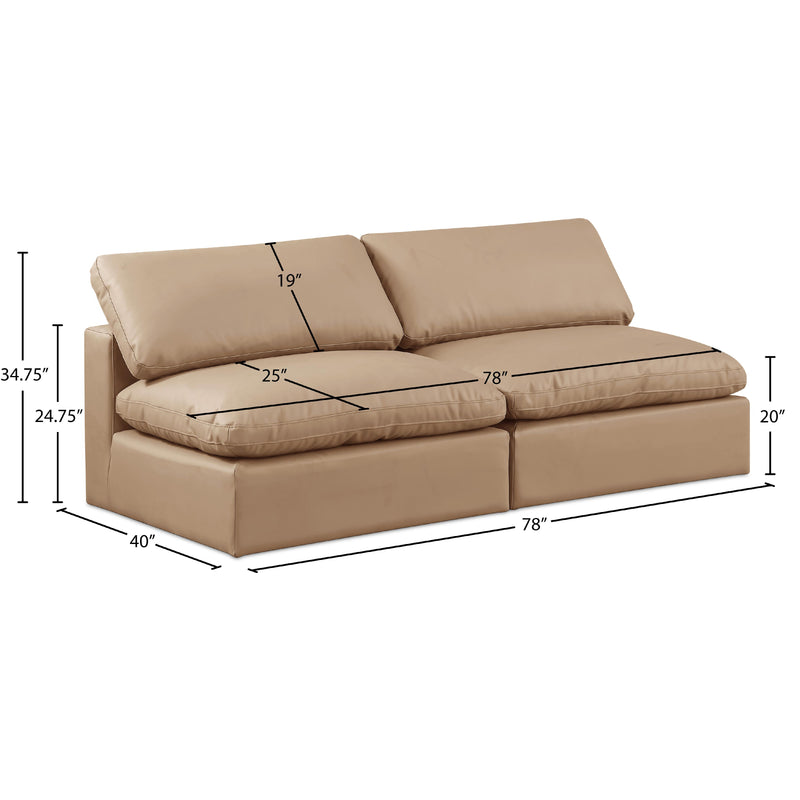 Meridian Comfy Tan Vegan Leather Modular Sofa IMAGE 9