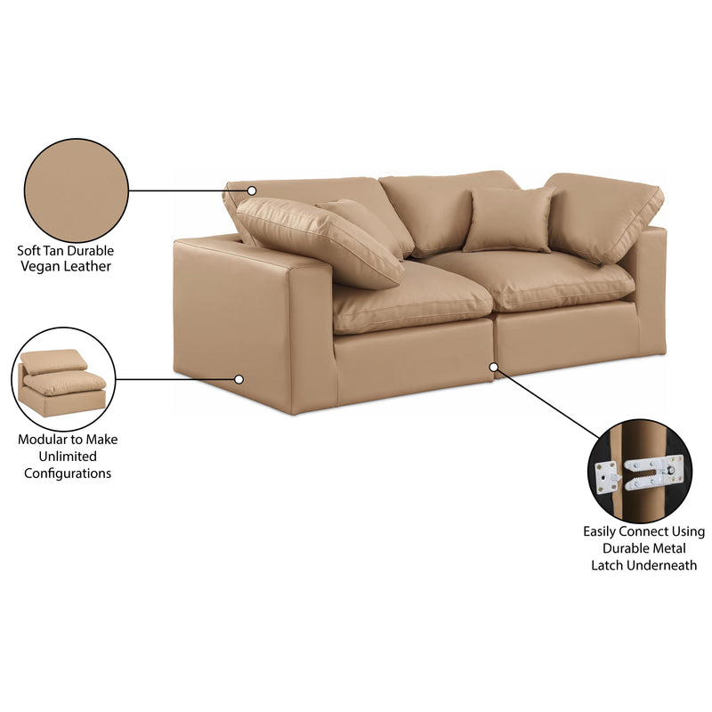 Meridian Comfy Tan Vegan Leather Modular Sofa IMAGE 10
