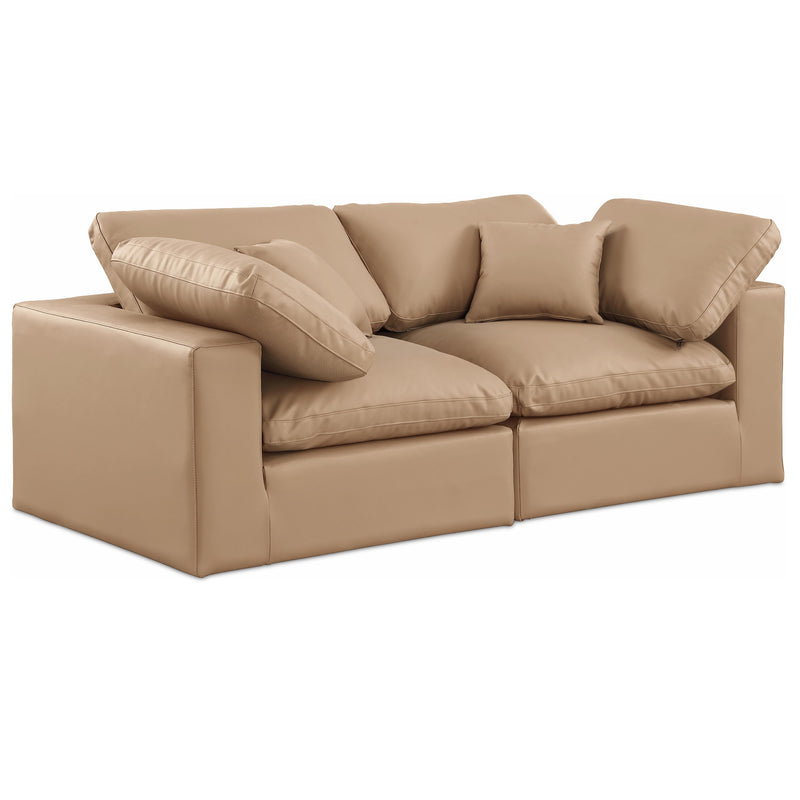 Meridian Comfy Tan Vegan Leather Modular Sofa IMAGE 1