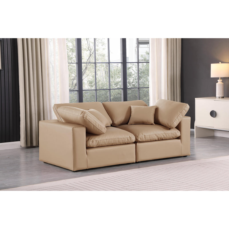Meridian Comfy Tan Vegan Leather Modular Sofa IMAGE 2