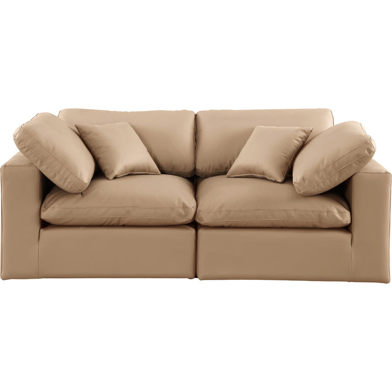 Meridian Comfy Tan Vegan Leather Modular Sofa IMAGE 4