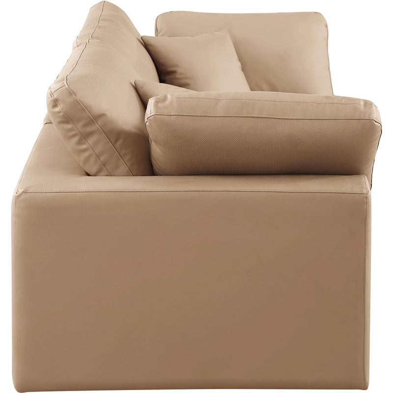 Meridian Comfy Tan Vegan Leather Modular Sofa IMAGE 5
