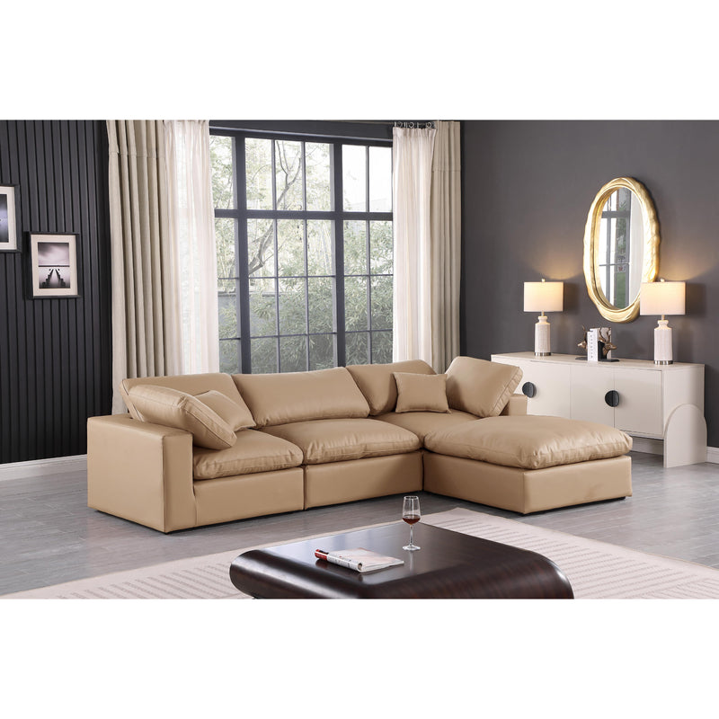 Meridian Comfy Tan Vegan Leather Modular Sectional IMAGE 3