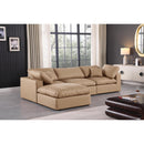 Meridian Comfy Tan Vegan Leather Modular Sectional IMAGE 4