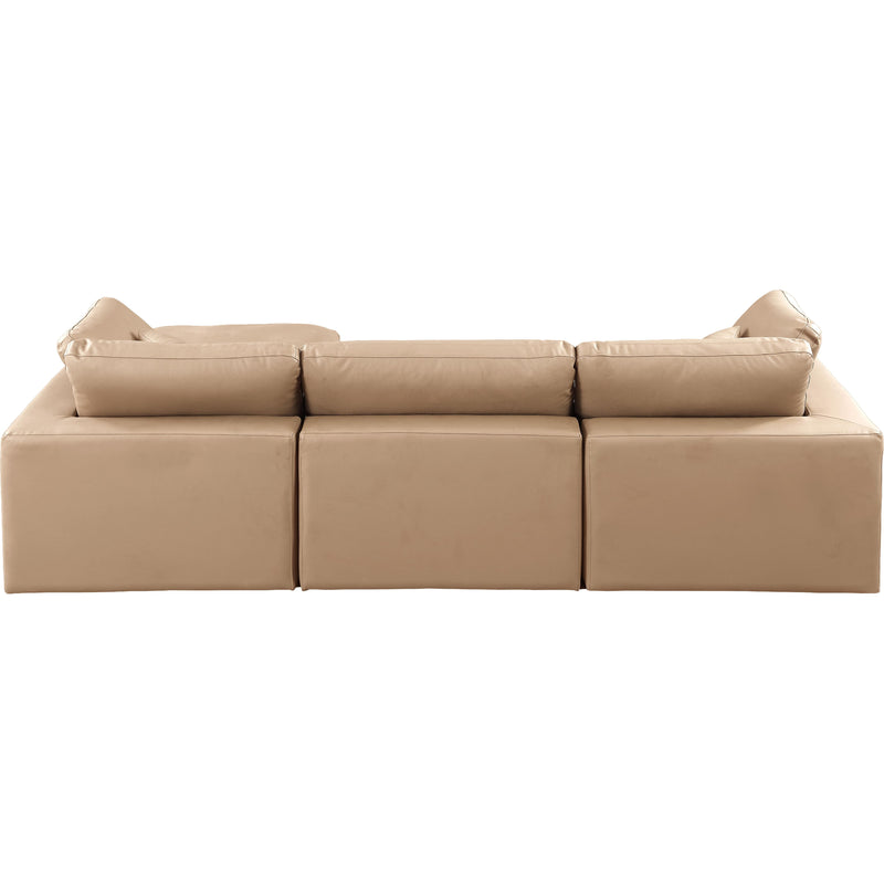 Meridian Comfy Tan Vegan Leather Modular Sectional IMAGE 5