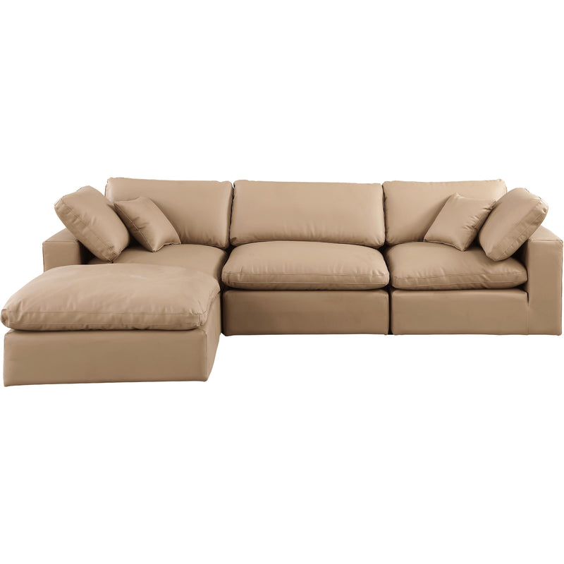 Meridian Comfy Tan Vegan Leather Modular Sectional IMAGE 7