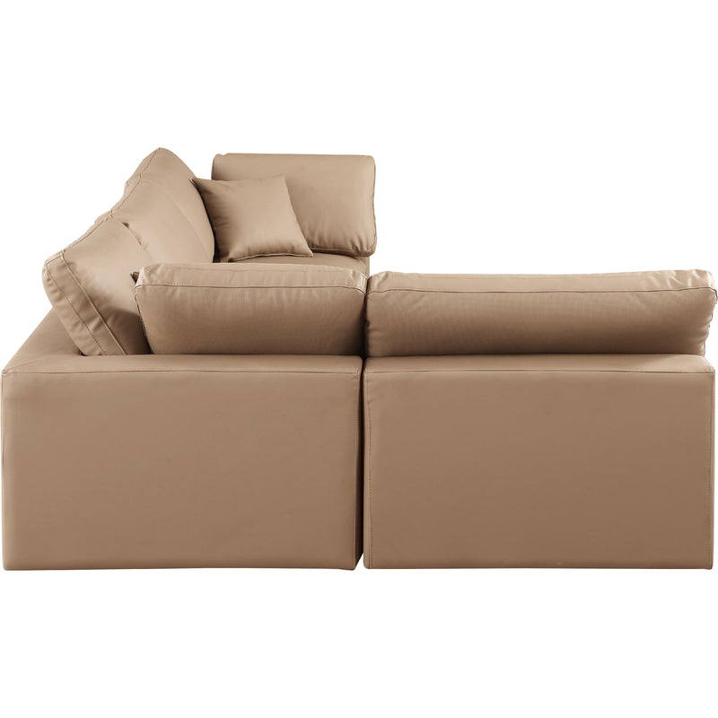 Meridian Comfy Tan Vegan Leather Modular Sectional IMAGE 10