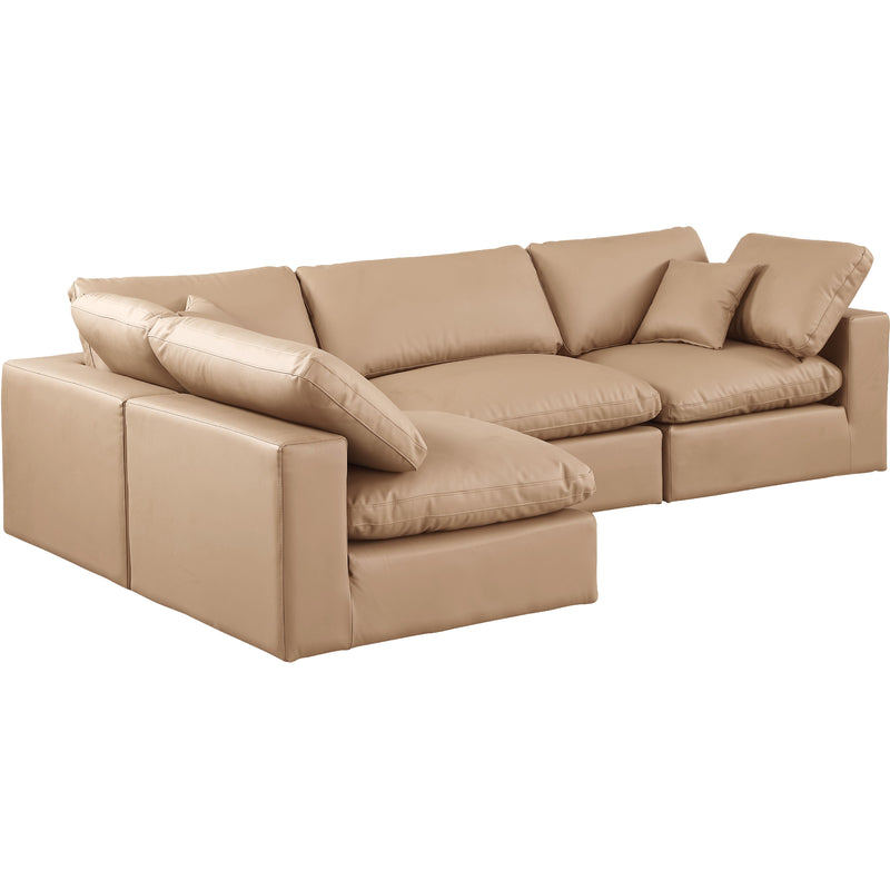 Meridian Comfy Tan Vegan Leather Modular Sectional IMAGE 2