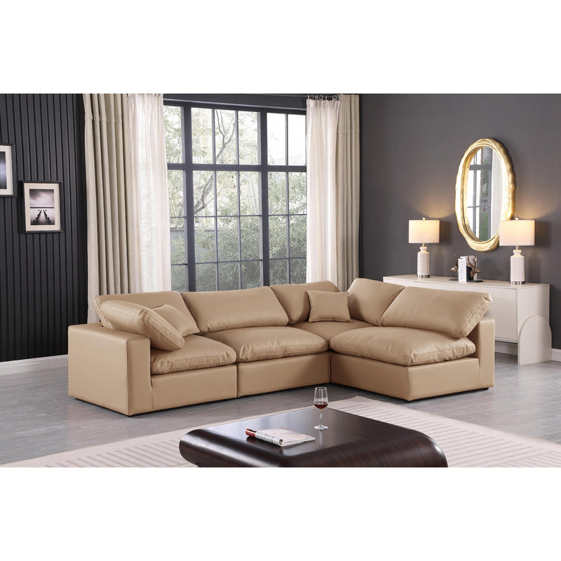 Meridian Comfy Tan Vegan Leather Modular Sectional IMAGE 3