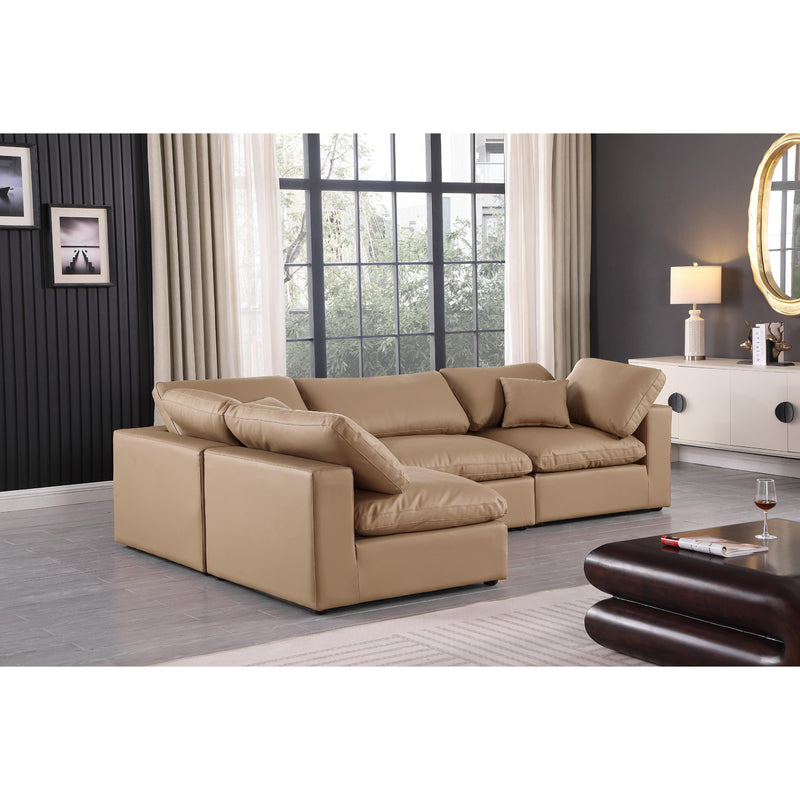 Meridian Comfy Tan Vegan Leather Modular Sectional IMAGE 4