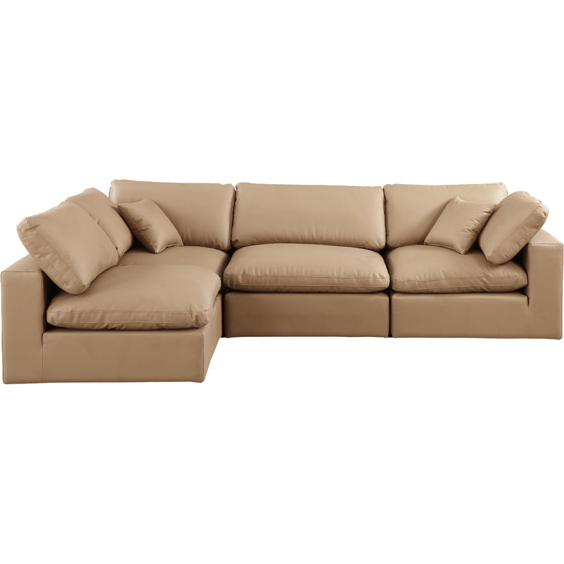 Meridian Comfy Tan Vegan Leather Modular Sectional IMAGE 7