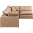 Meridian Comfy Tan Vegan Leather Modular Sectional IMAGE 9