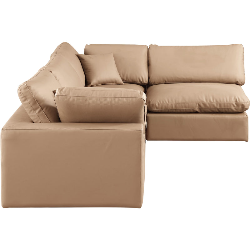 Meridian Comfy Tan Vegan Leather Modular Sectional IMAGE 9