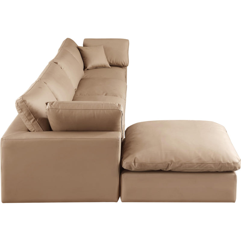 Meridian Comfy Tan Vegan Leather Modular Sectional IMAGE 10