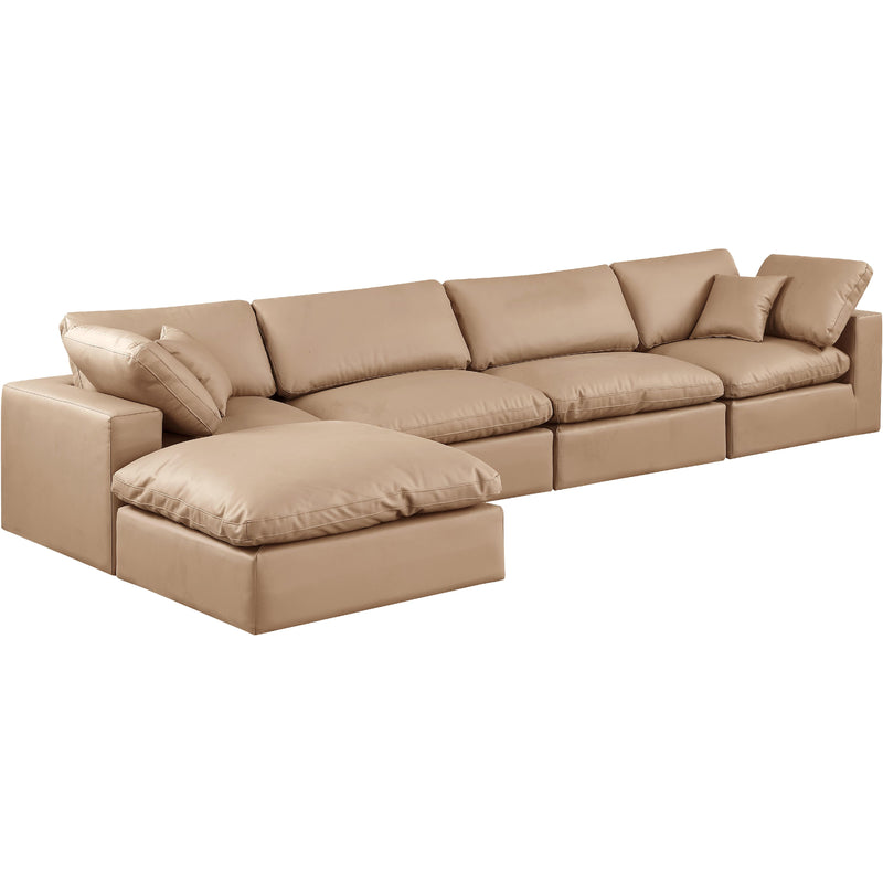 Meridian Comfy Tan Vegan Leather Modular Sectional IMAGE 2