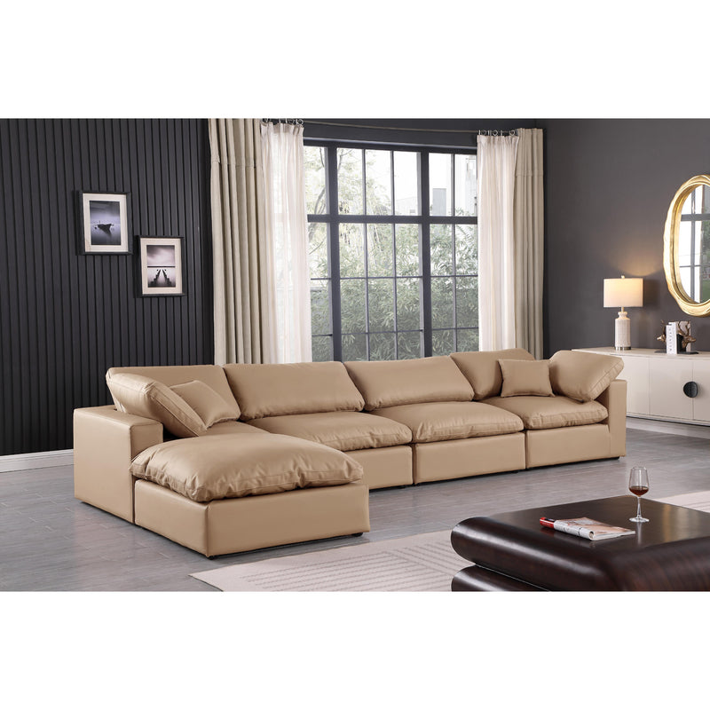 Meridian Comfy Tan Vegan Leather Modular Sectional IMAGE 4