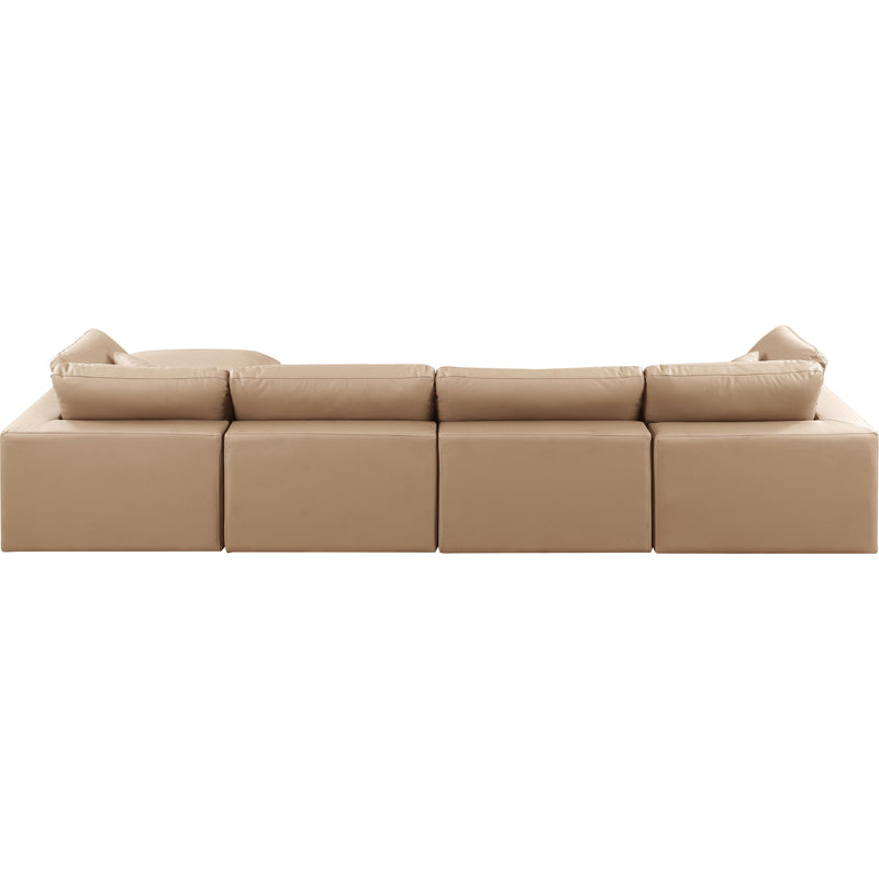 Meridian Comfy Tan Vegan Leather Modular Sectional IMAGE 5