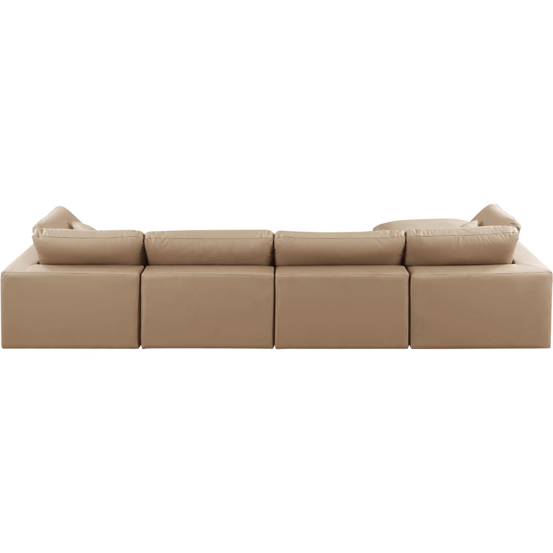 Meridian Comfy Tan Vegan Leather Modular Sectional IMAGE 6