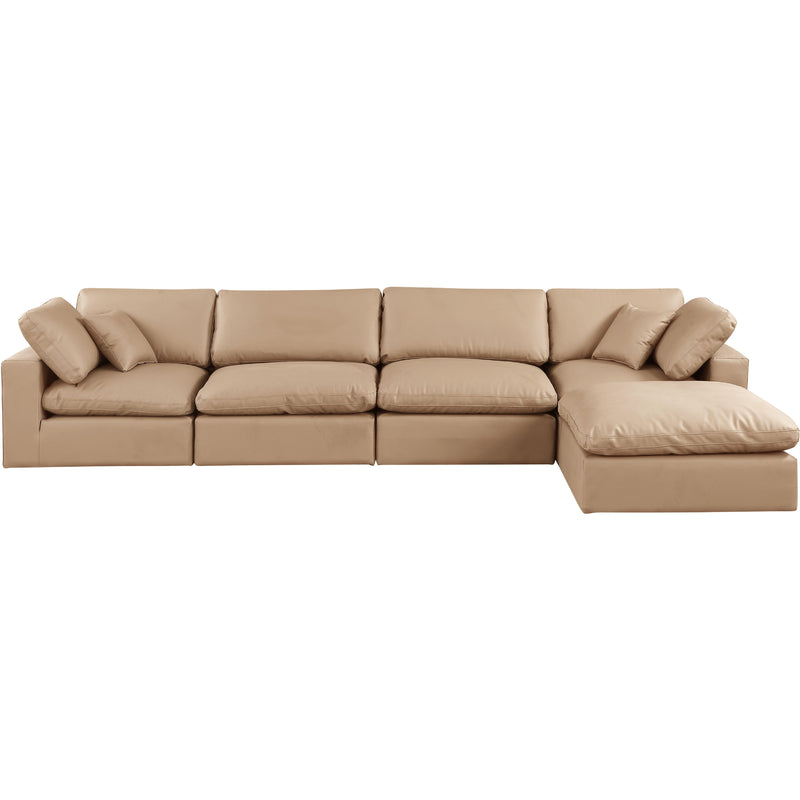 Meridian Comfy Tan Vegan Leather Modular Sectional IMAGE 8