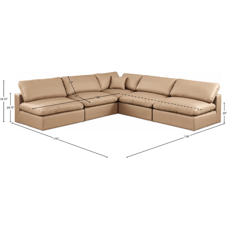 Meridian Comfy Tan Vegan Leather Modular Sectional IMAGE 10