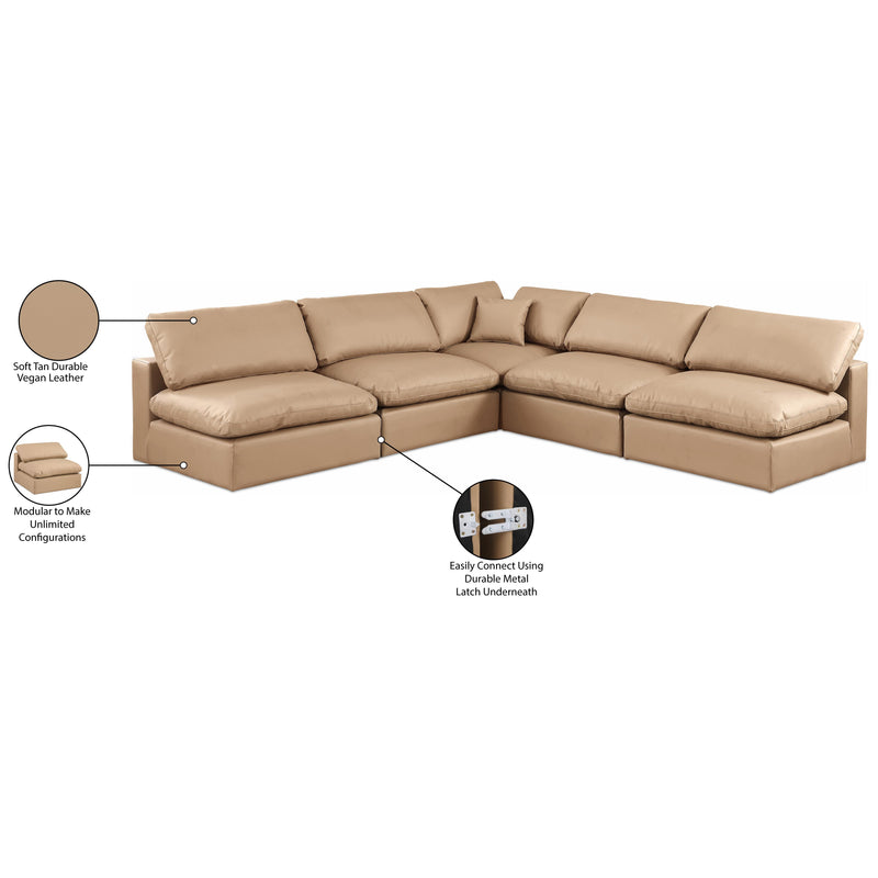 Meridian Comfy Tan Vegan Leather Modular Sectional IMAGE 11