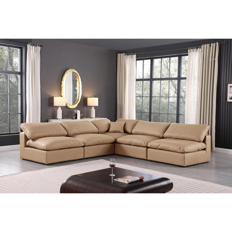 Meridian Comfy Tan Vegan Leather Modular Sectional IMAGE 2