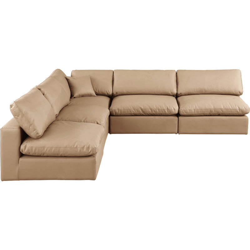 Meridian Comfy Tan Vegan Leather Modular Sectional IMAGE 4
