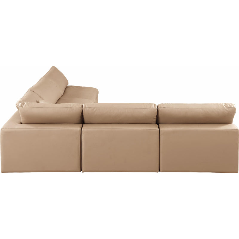 Meridian Comfy Tan Vegan Leather Modular Sectional IMAGE 5