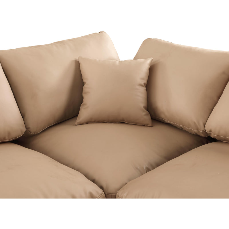 Meridian Comfy Tan Vegan Leather Modular Sectional IMAGE 7