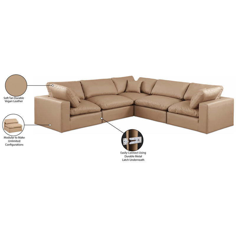 Meridian Comfy Tan Vegan Leather Modular Sectional IMAGE 11