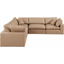 Meridian Comfy Tan Vegan Leather Modular Sectional IMAGE 4