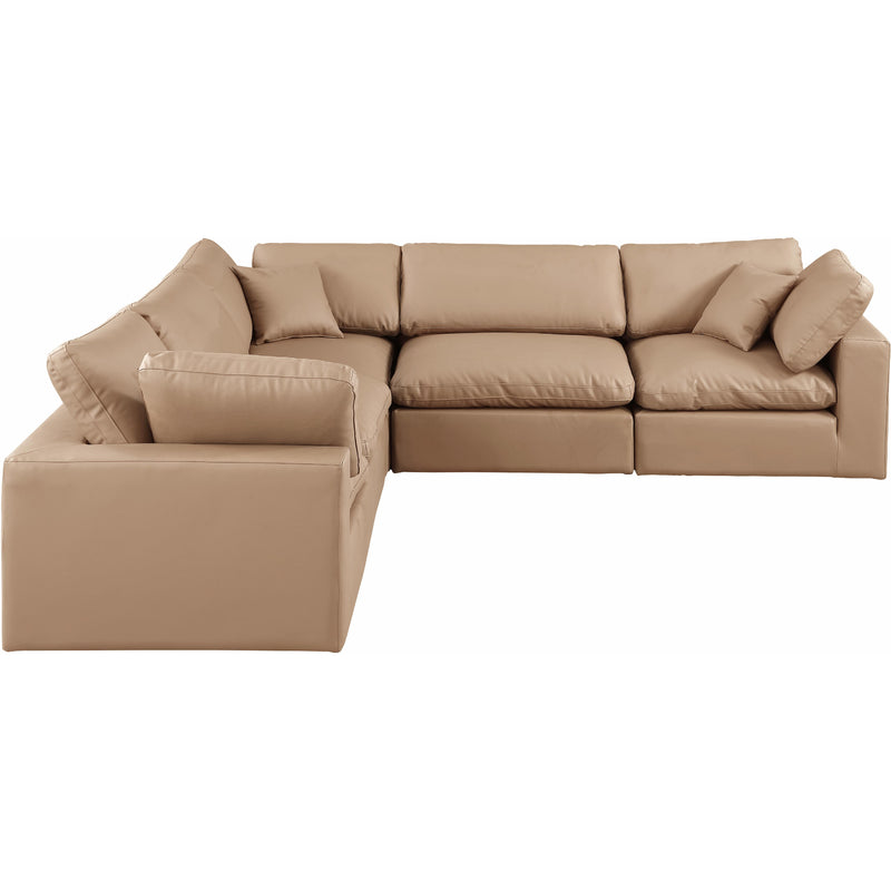 Meridian Comfy Tan Vegan Leather Modular Sectional IMAGE 4