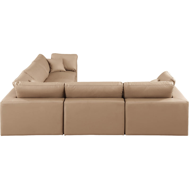 Meridian Comfy Tan Vegan Leather Modular Sectional IMAGE 5
