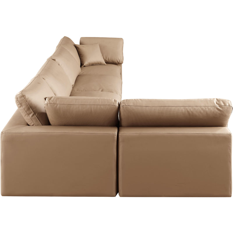 Meridian Comfy Tan Vegan Leather Modular Sectional IMAGE 10