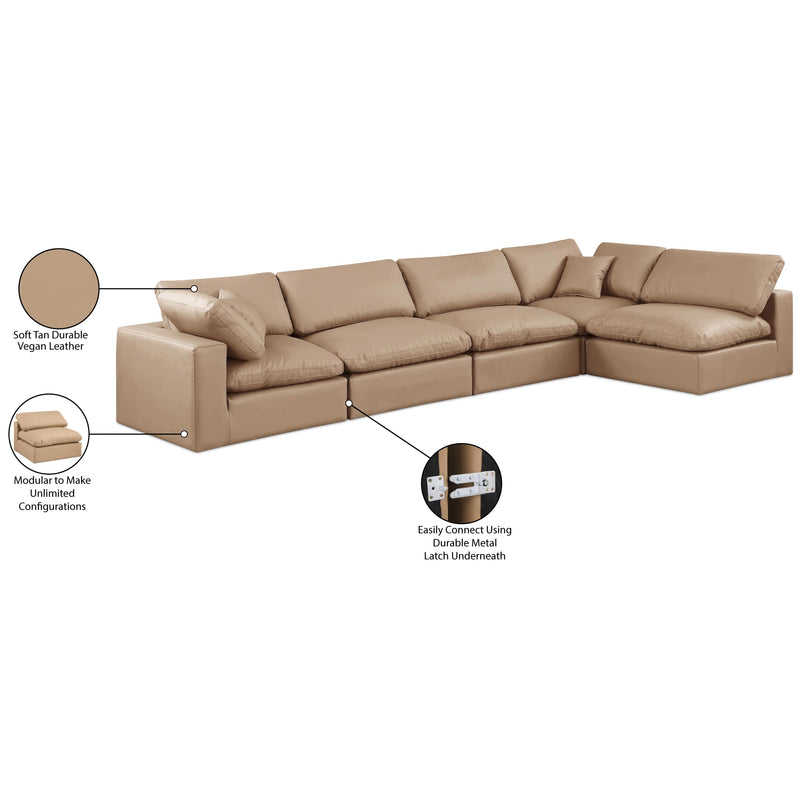 Meridian Comfy Tan Vegan Leather Modular Sectional IMAGE 16