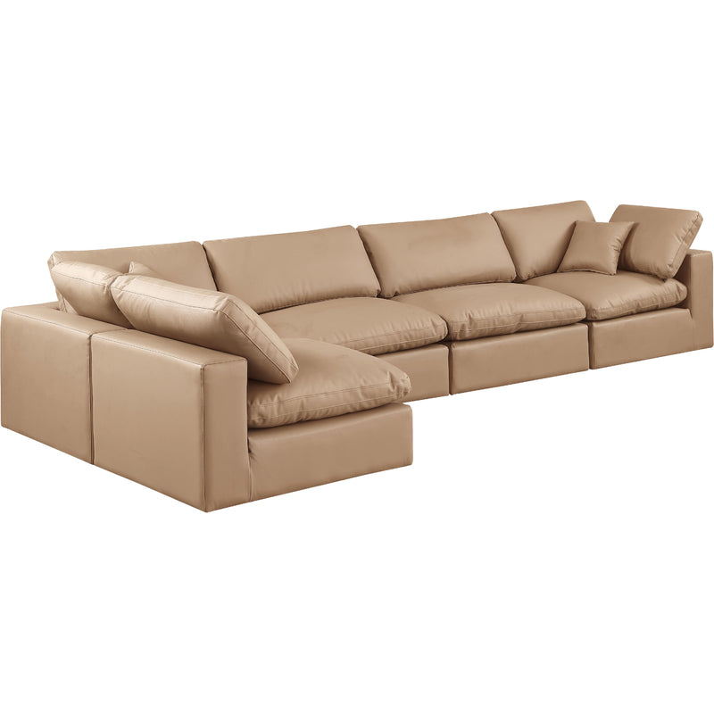 Meridian Comfy Tan Vegan Leather Modular Sectional IMAGE 2
